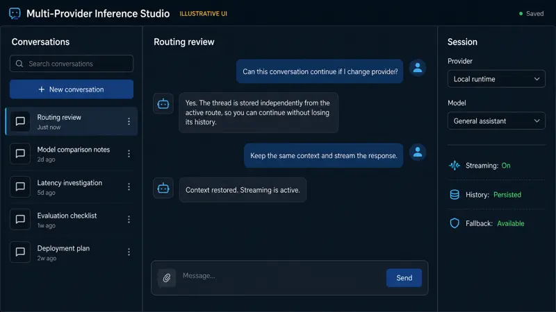 Multi-Provider Inference Studio — illustrative chat interface