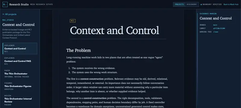 Research Hub — Research Studio interface